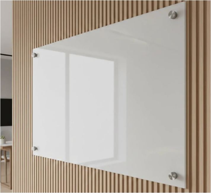 Lousa De Vidro 150x90cm Branco Temperado + Kit Suporte